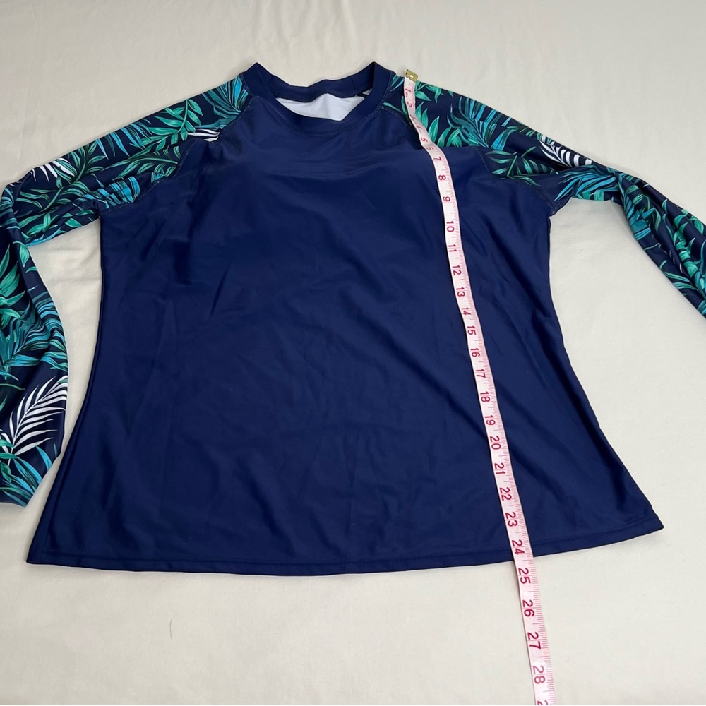 Daci Classic Fashion Two Piece Long Sleeve Swim Top Size XL Built In Bra - Picture 9 of 12
